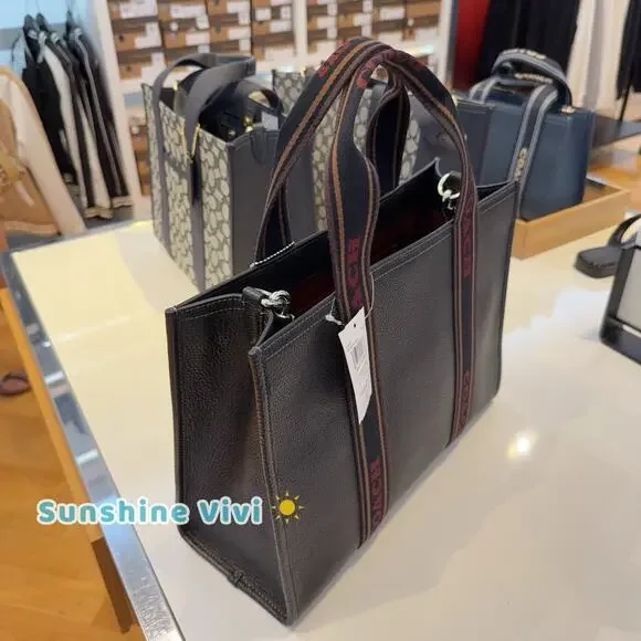 NWT Coach Smith Tote CU997 Leather Silver/Black Multi
